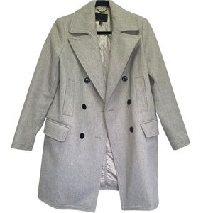 Banana Republic Double‎ Breasted Wool Blend Light Gray Pea Coat Small